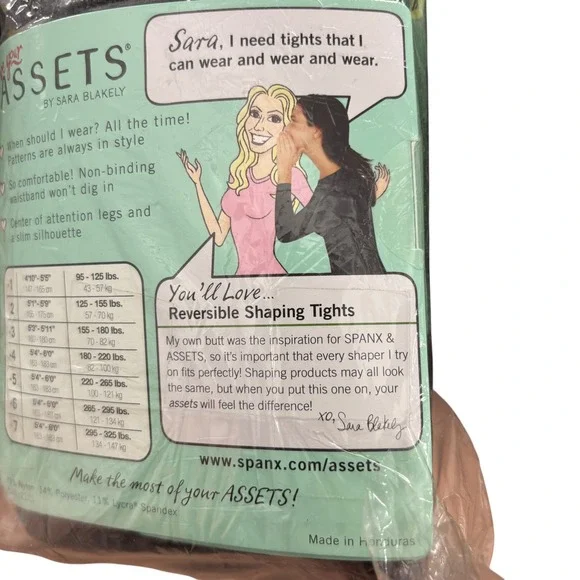 2 Love Your Assets Sara Blakely‎ Black Diamond Reversible Shaping Tights Sz 4 - Picture 7 of 7